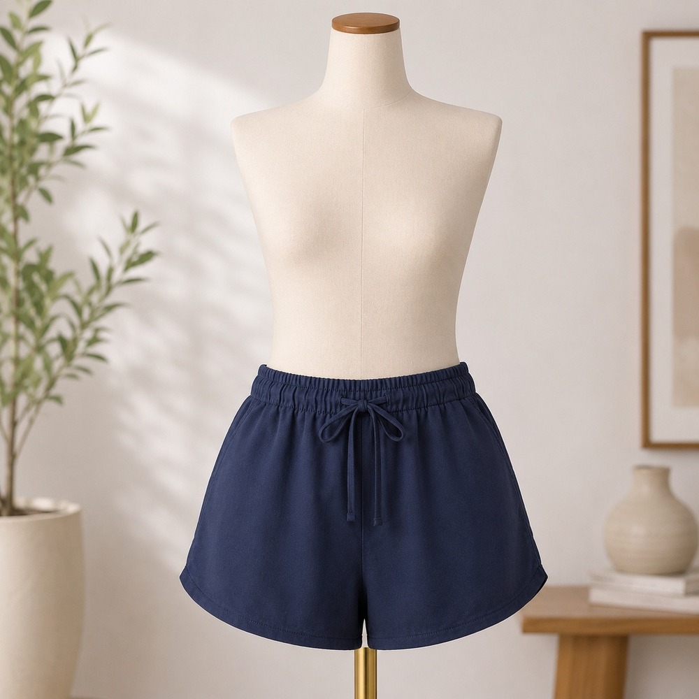 NWT Caslon Linen Blend Shorts Womens Large Navy Blazer Paperbag Waist Drawstring